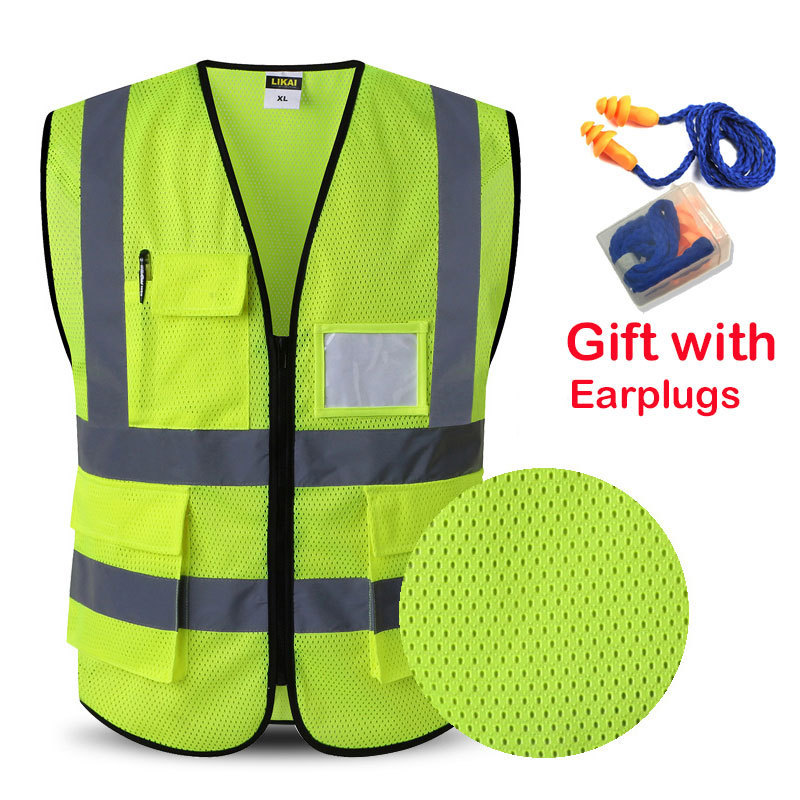 Hi Vis Security Workwear Safety Waistcoat Orange Mesh Vest Reflective Stripes vest With Custom Logo Man Women Safety Vest