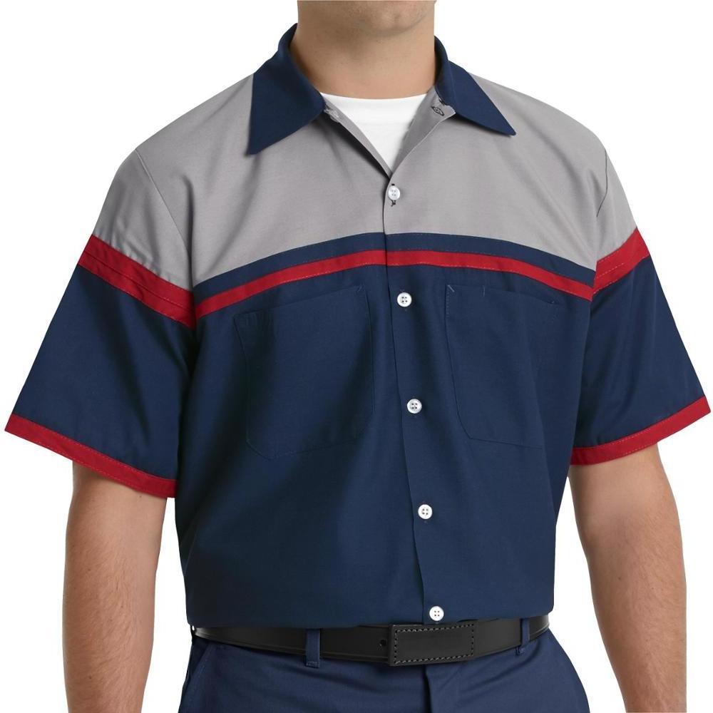 Custom wholesale shirts mens mechanic short sleeve navy blue black button up polyester cotton work shirt uniforms for engineer