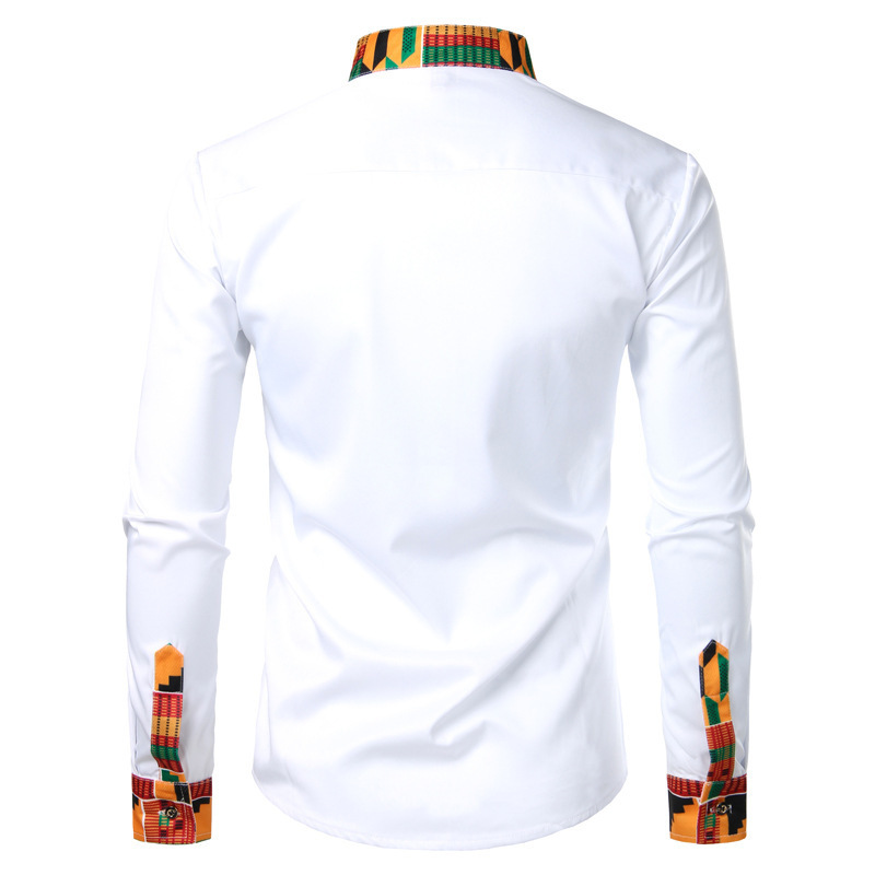 Printed Shirt Men's African Long Sleeve Button up Traditional Dashiki Shirt Patchwork African Clothing For Men