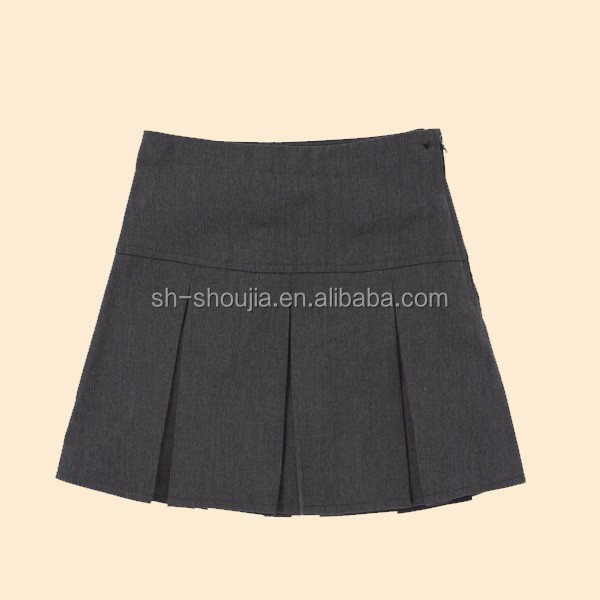 Primer school girl short grey pleated mini skirt