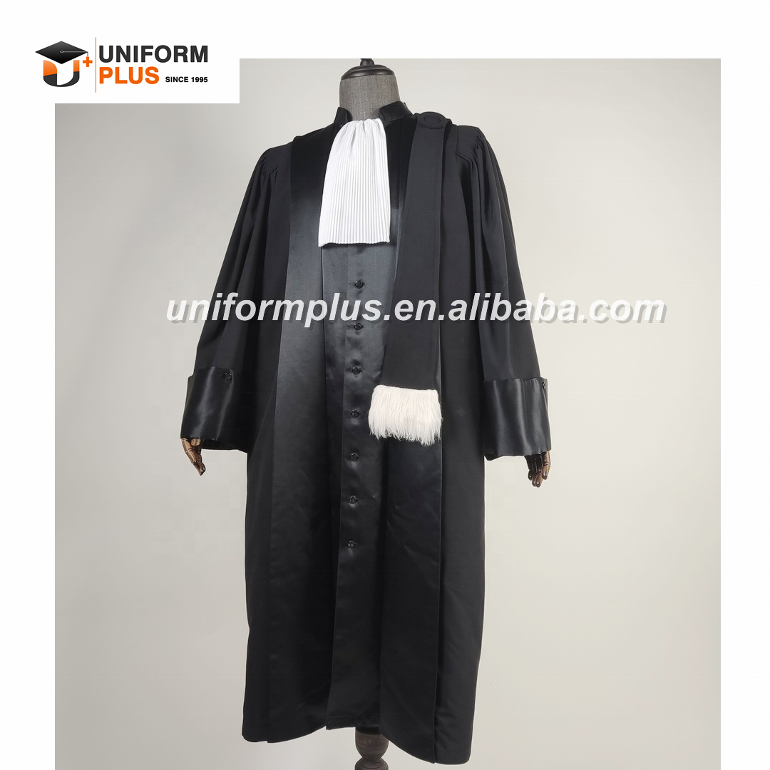 Premium quality France traditional black court legal regalia judicial attire barrister lawyer avocat magistrates robe and gown