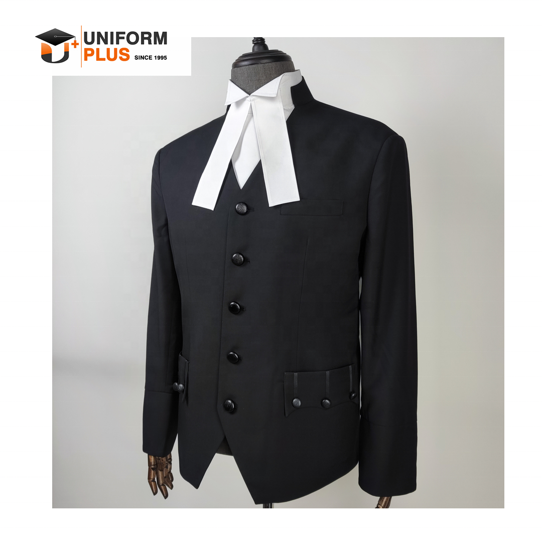 High quality traditional black court legal bar wear uniform judge lawyer barrister waistcoats jacket