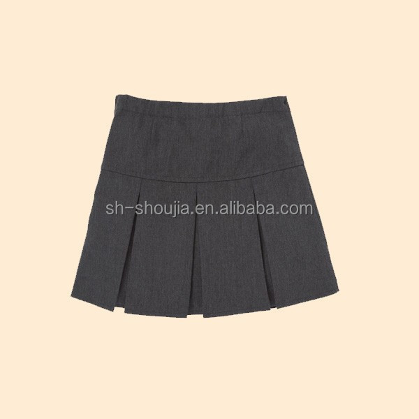 Primer school girl short grey pleated mini skirt