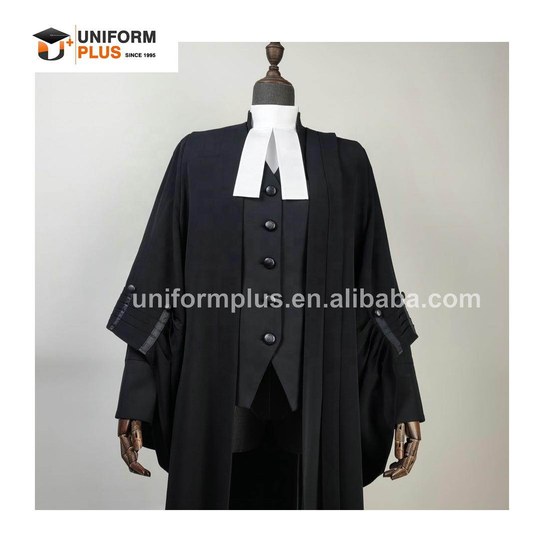 Traditional black court legal bar uniform lawyer barrister short jacket waistcoats for women