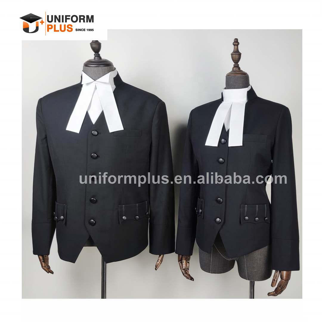 Traditional black court legal bar uniform lawyer barrister short jacket waistcoats for women