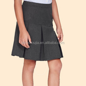 Primer school girl short grey pleated mini skirt