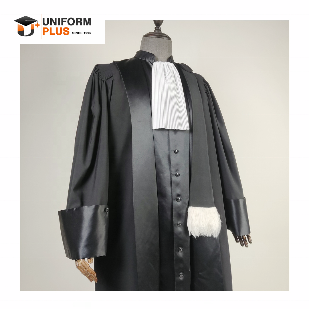 Premium quality France traditional black court legal regalia judicial attire barrister lawyer avocat magistrates robe and gown