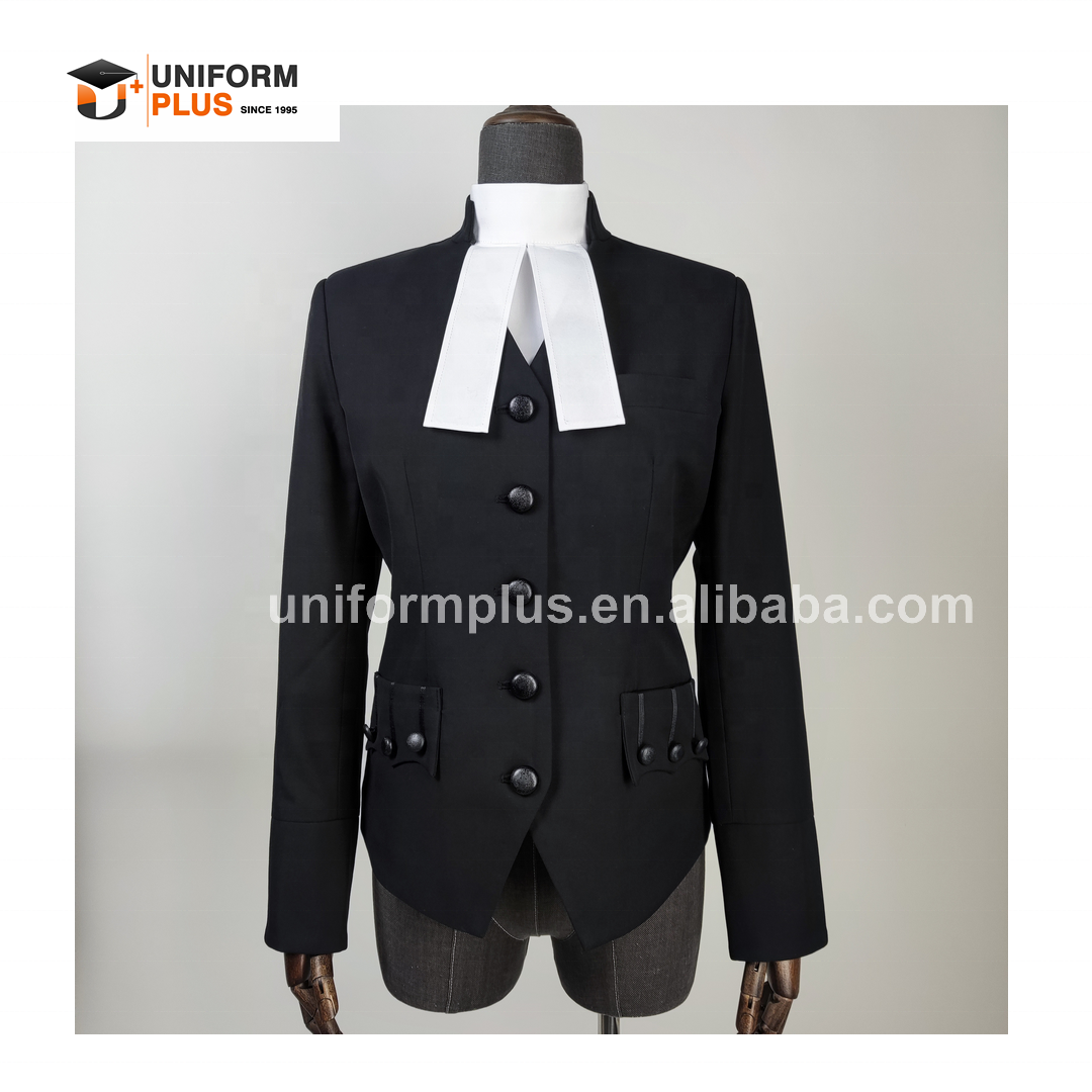 Traditional black court legal bar uniform lawyer barrister short jacket waistcoats for women