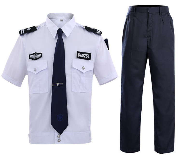 Wholesale Unisex Security Uniform Set Quick Dry Breathable Officer's Short Shirt Pants with Printed Logo for Patrol in Autumn