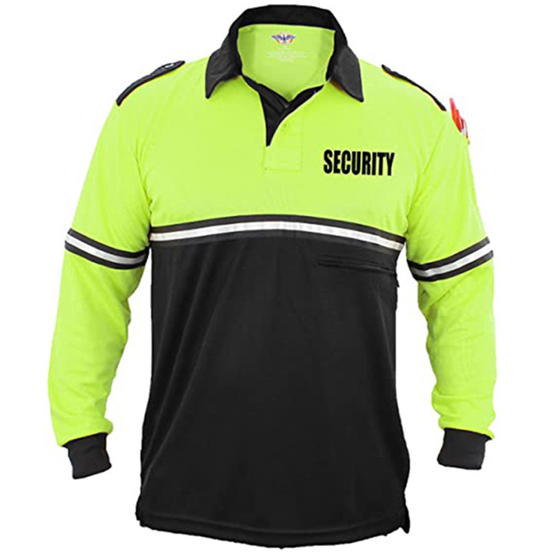 Hot Sale Security Guard Polo Shirts Patrol Uniform with Zipper Pocket Reflective Security Guard Uniforms Unisex