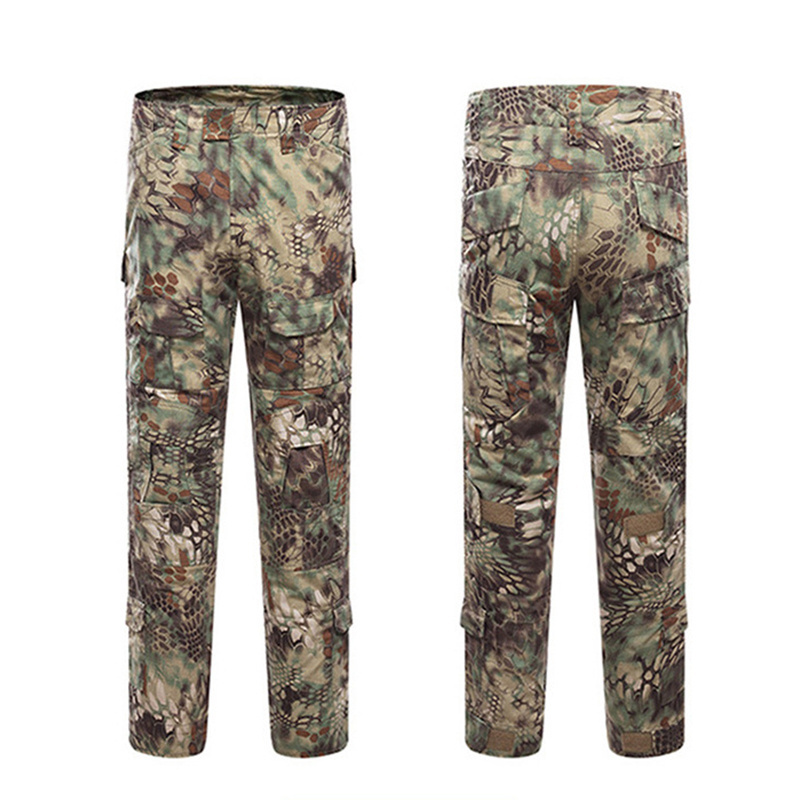 Men's Camouflage Cargo Multi Pockets Pants Tactical Combat Camouflage Pants Rip Stop Camo Pants Uniform