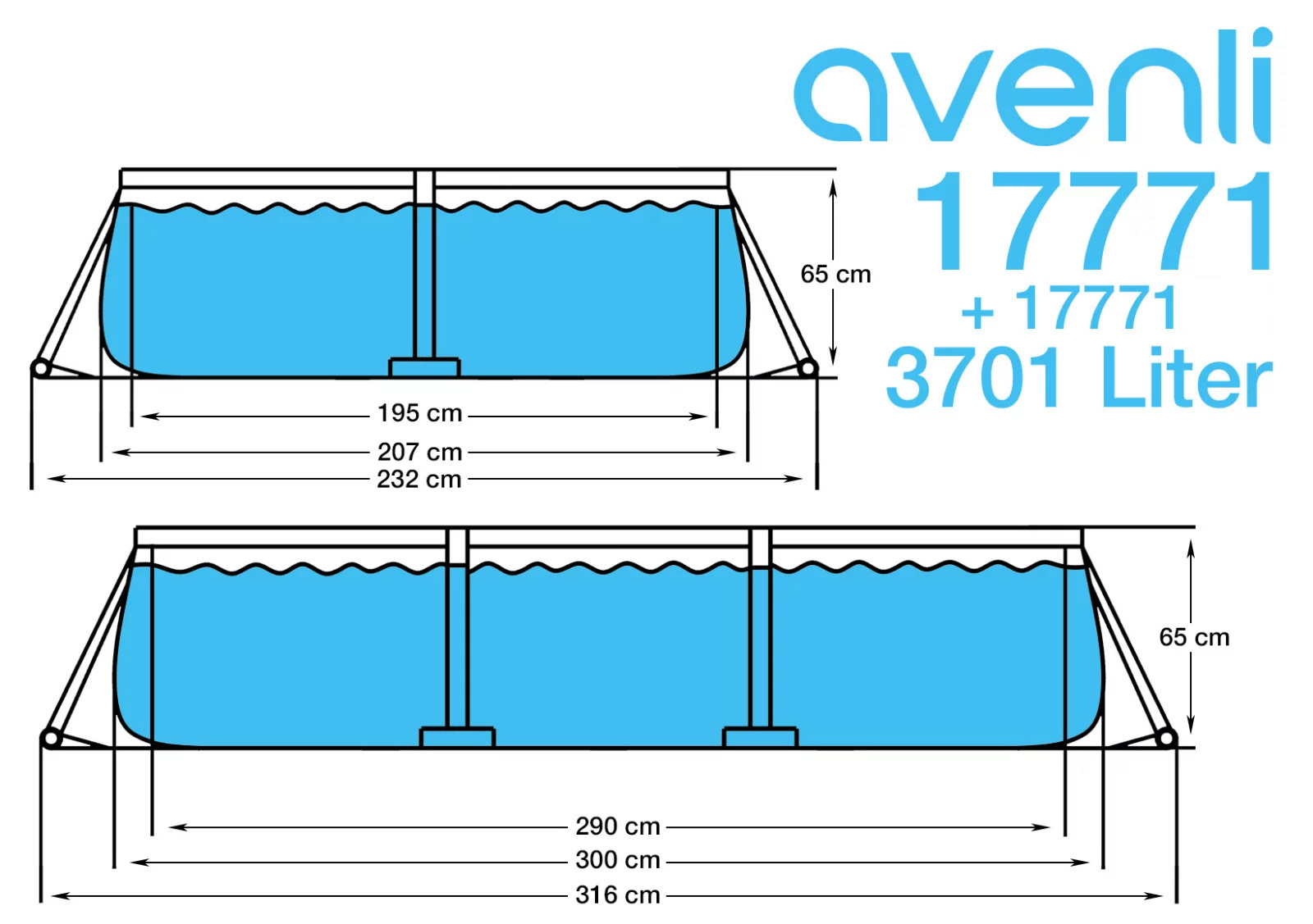 Avenli 17771 Frame Rectangular Inflatable Swimming Pool 300cmX207cmX65cm Piscina Inflable Portable Above Ground Pool