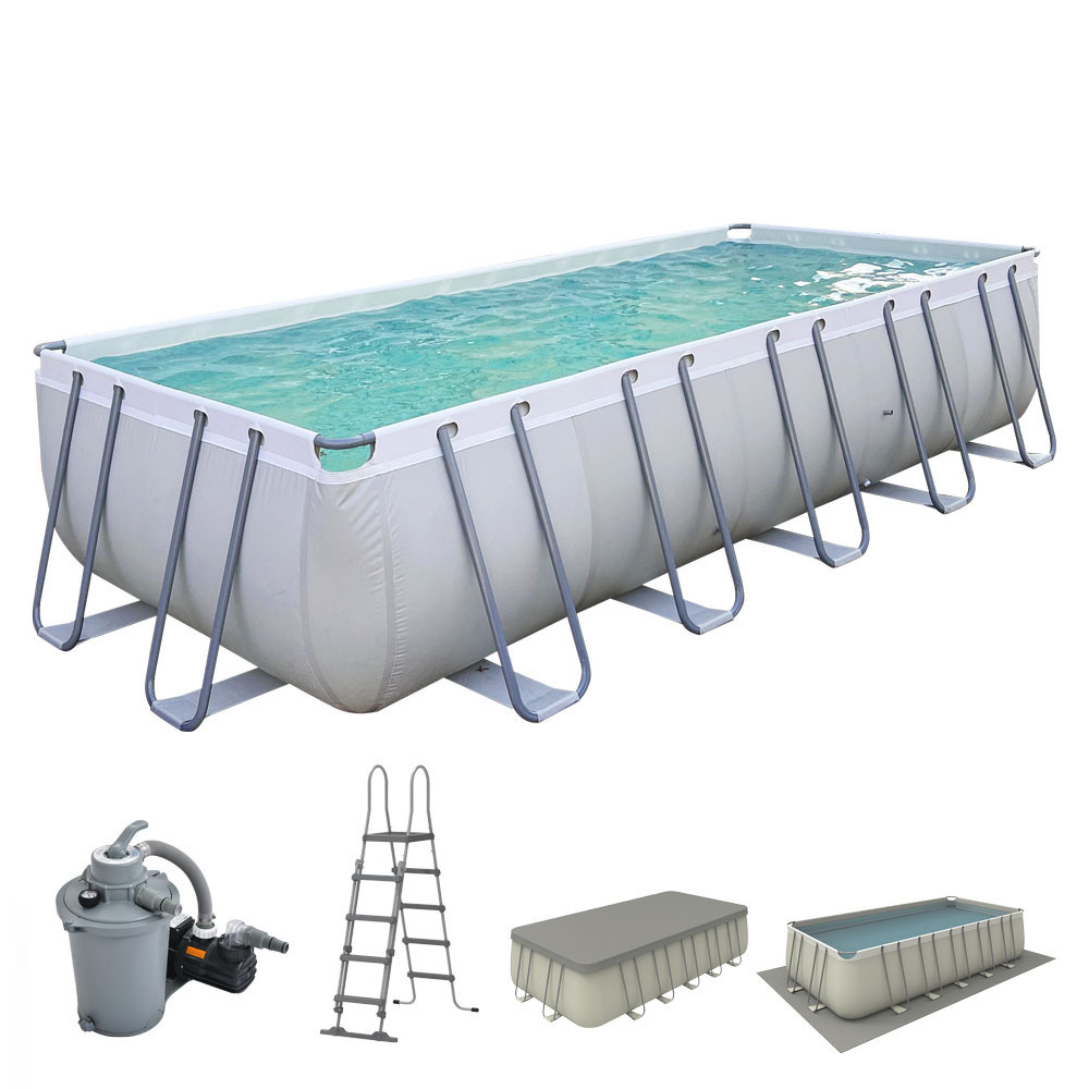 Avenli 12212-1EU Frame Plus Rectangular Pool Set Grey 640cmX305cmX132cm family pool folding stable above ground swimming pool