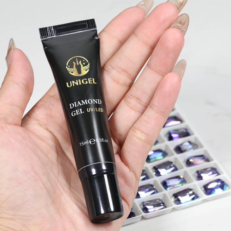 Unigel 15ml Private Label Top Quality Factory Sticky Gel Transparent Nails DIY Crystal Rhinestones Diamond Glue UV Gel Polish