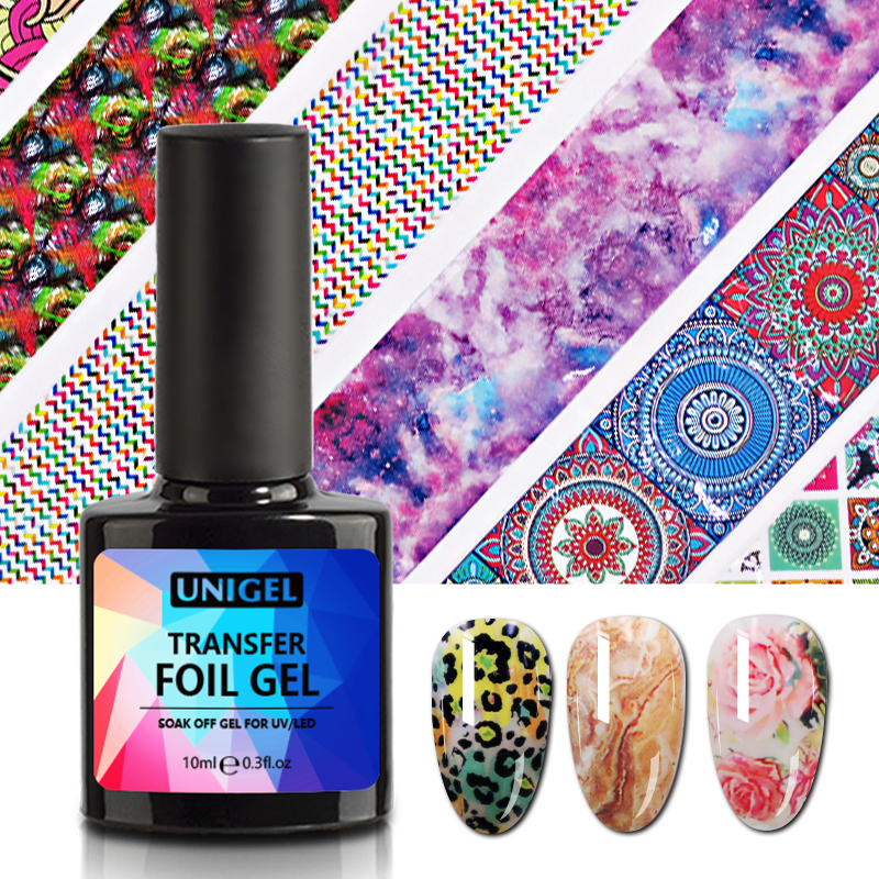 UNIGEL 10ml 15ml 1kg 5kg Clear High Sticky No Smell No Yellow Private label UV Gel Nail Polish Nail  Transfer Foil Glue