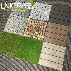 UNI Patio Deco Artificial Stone/Grass Turf Tile Interlocking Grass WPC Deck Tiles