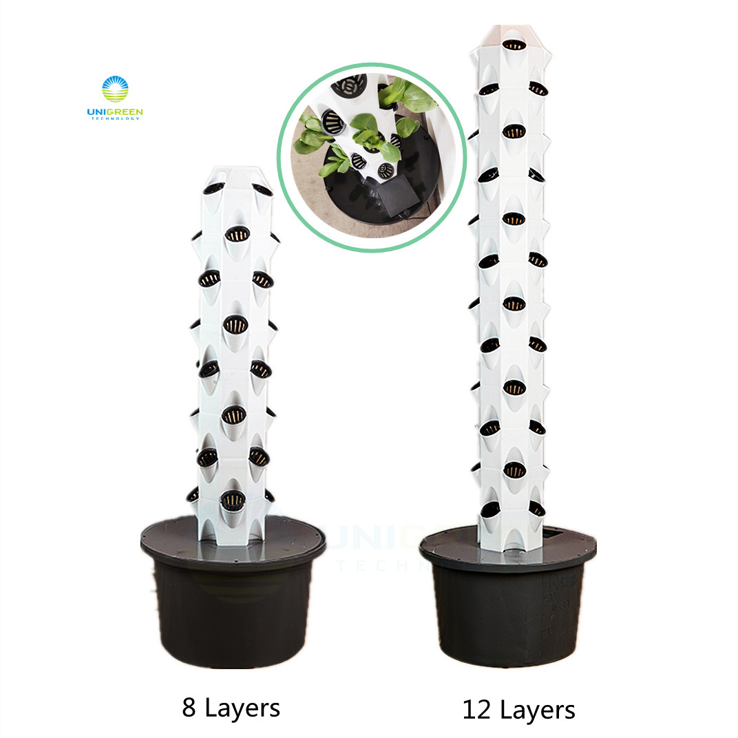 Petal Tower Complete Vertical Hydroponics Tower Garden Economic Practical Household 48 Hole Hydroponic Tower With Led Grow Light