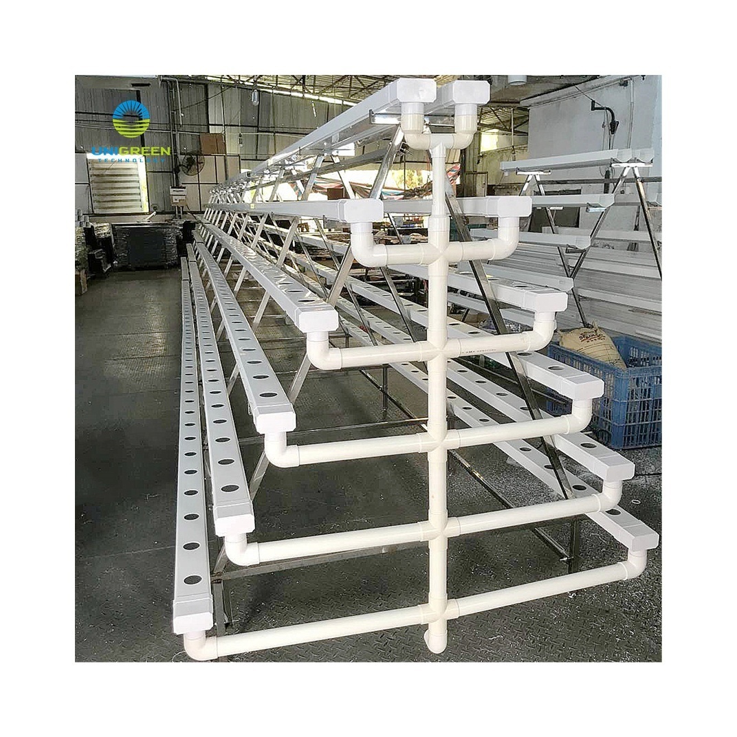 Hydroponic Greenhouse Shelves A Type PVC NFT Pipe Indoor Farm Leaf Vegetable Lettuce Growing Racks A Type Frame Vertical Nft