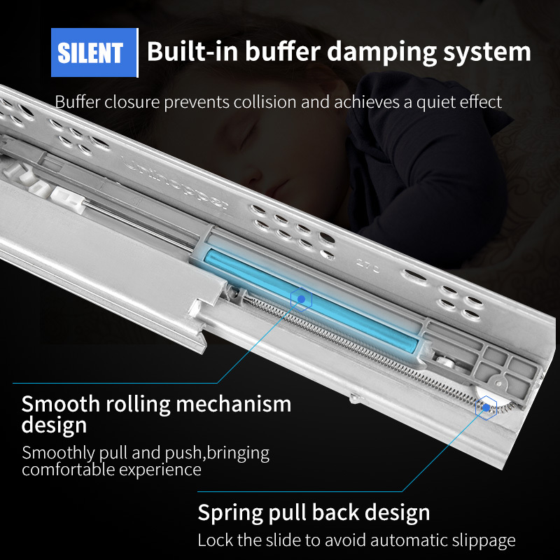 Unihopper manufacturer 3D adjustable full extension quadro undermount soft close concealed drawer slides