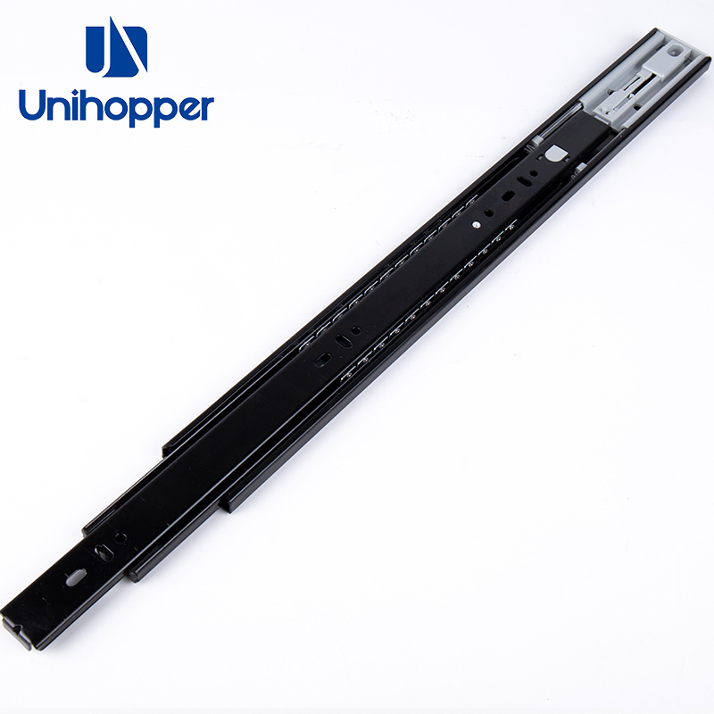 Cabinet wardrobe hardware full extension push to open triple extension rebound ball bearing drawer slides rail track guide