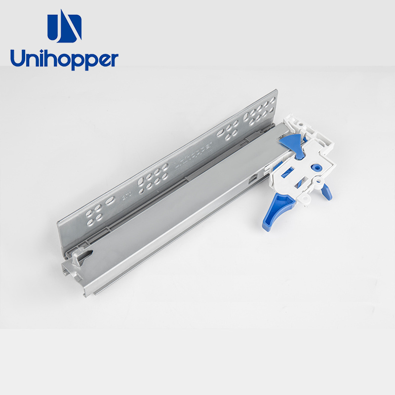 Unihopper wholesale top 3D low mount drawer rails drawer runners kitchen cabinet soft close undermount slides