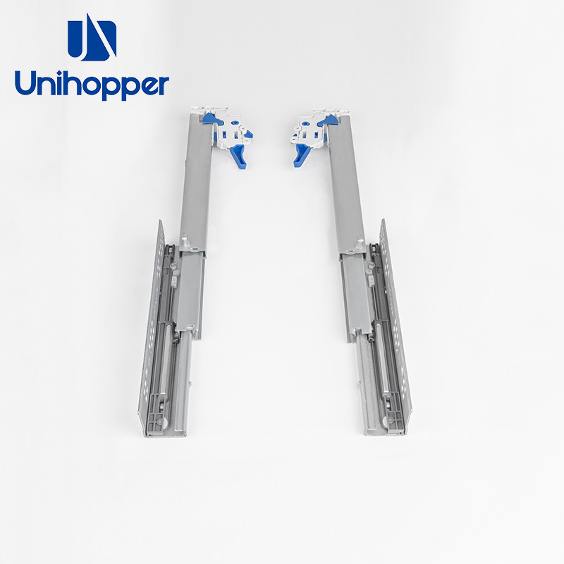 Unihopper wholesale top 3D low mount drawer rails drawer runners kitchen cabinet soft close undermount slides