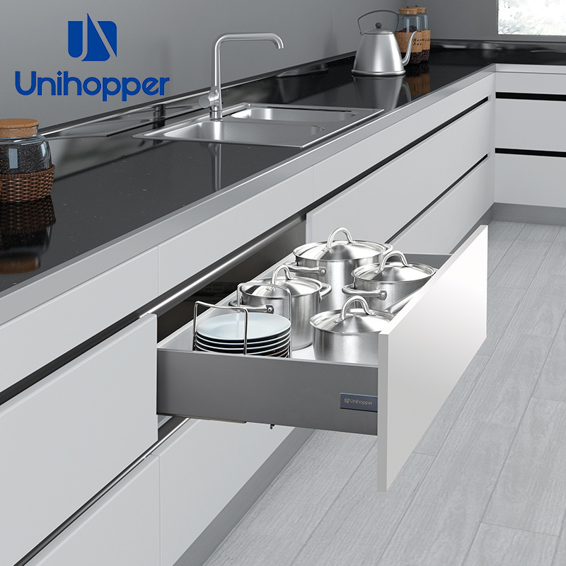 Unihopper Wholesale Adjustable Push to Open Soft Close Full Pull Out Kitchen Cabinet Undermount Concealed Drawer Slide