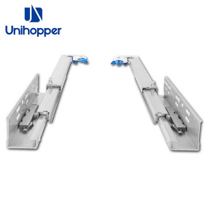 UNIHOPPER Custom Full Extension 3D Adjustable Bottom Mount Drawer Slides Rebound Push to Open Drawer Slide