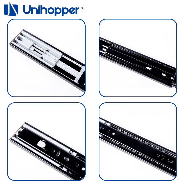 Unihopper Cold-rolled Steel Soft Close Undermount Drawer Slide 3 Fold Push To Open Ball Bearing Drawer Slide