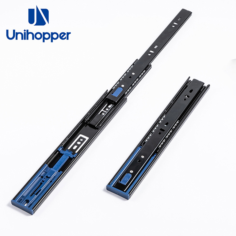 Unihopper Heavy Duty Full Extension 3 Fold Soft Close Ball Bearing Drawer Slide Telescopic Channel for Cabinet Door