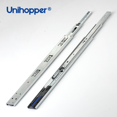 Unihopper Heavy Duty Full Extension 3 Fold Soft Close Ball Bearing Drawer Slide Telescopic Channel for Cabinet Door