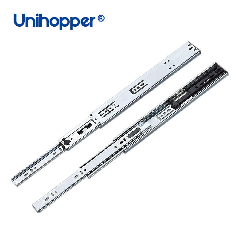 Unihopper Heavy Duty Full Extension 3 Fold Soft Close Ball Bearing Drawer Slide Telescopic Channel for Cabinet Door