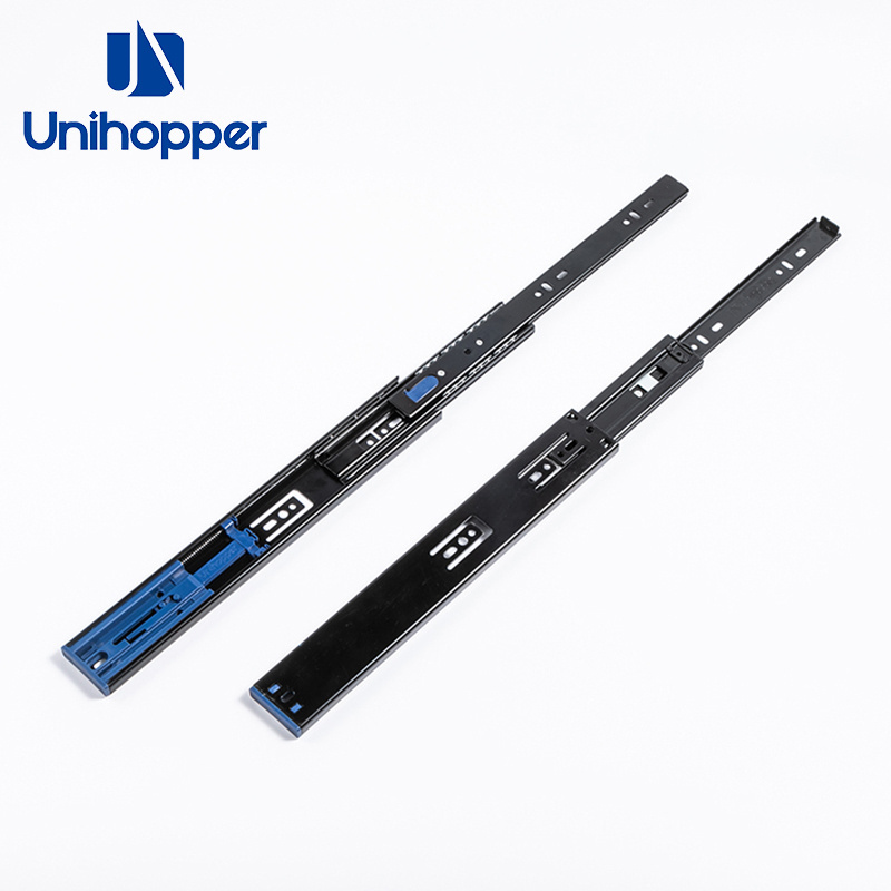 Unihopper Heavy Duty Full Extension 3 Fold Soft Close Ball Bearing Drawer Slide Telescopic Channel for Cabinet Door