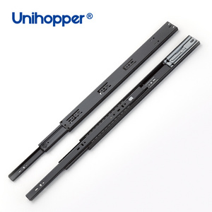 Unihopper Metal Black Heavy Duty Zinc Plated Drawer Runners Side Mount Full Extension Push to Open Drawer Slides