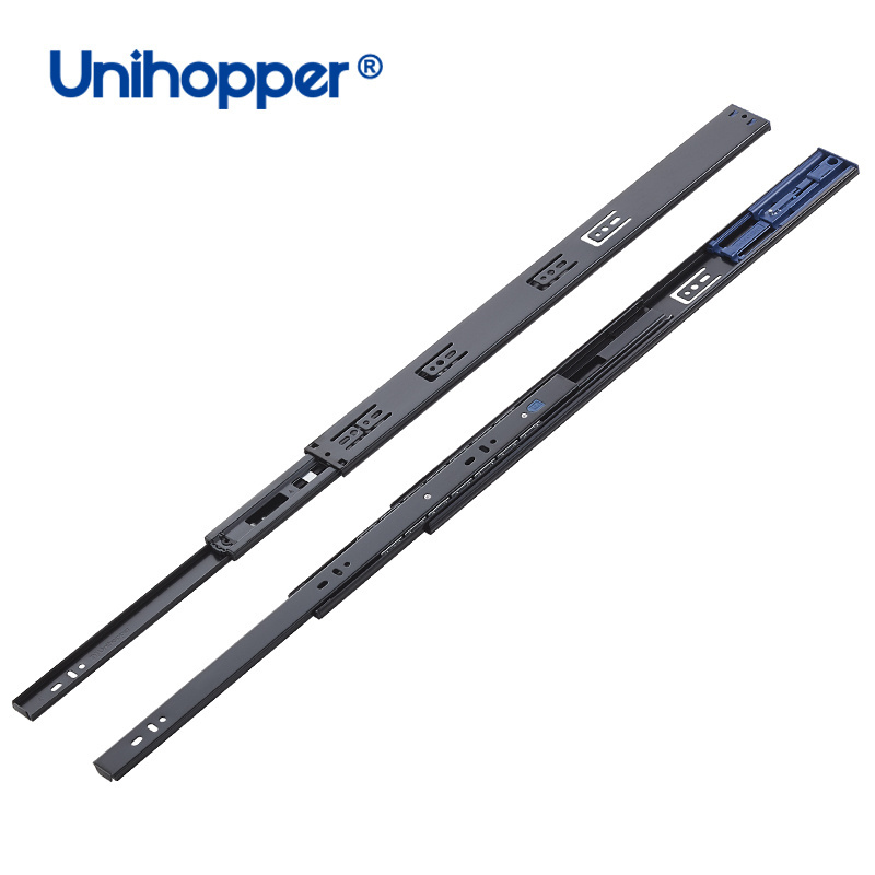 Unihopper Metal Black Heavy Duty Zinc Plated Drawer Runners Side Mount Full Extension Push to Open Drawer Slides