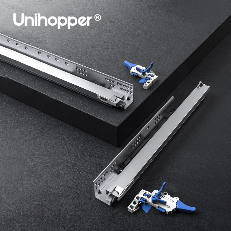 Unihopper 3 Fold Channel 3D Adjustable Hidden Telescopic Rails Soft Close Undermount Concealed Drawer Slide