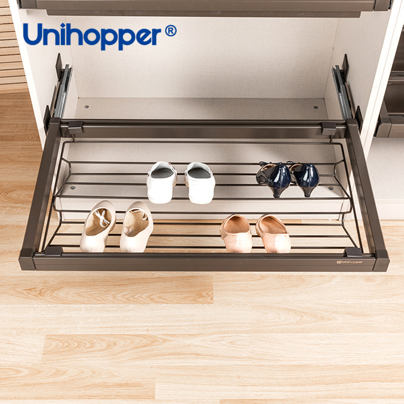 Unihopper Wardrobe Accessory Pull Out Sliding Shoe Cabinet Organizer Metal Wire Shoes Rack