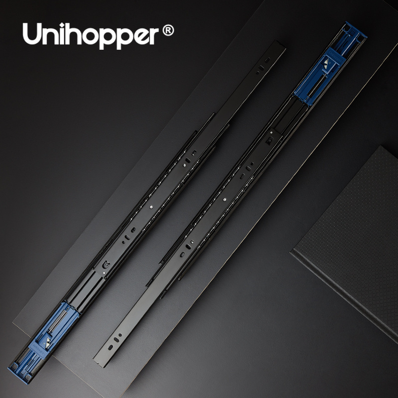 Unihopper 45MM 1.0*1.0*1.2MM Ball Bearing Cold-rolled Steel Soft Close Drawer Slide for Cabinet Furniture Telescopic Channel