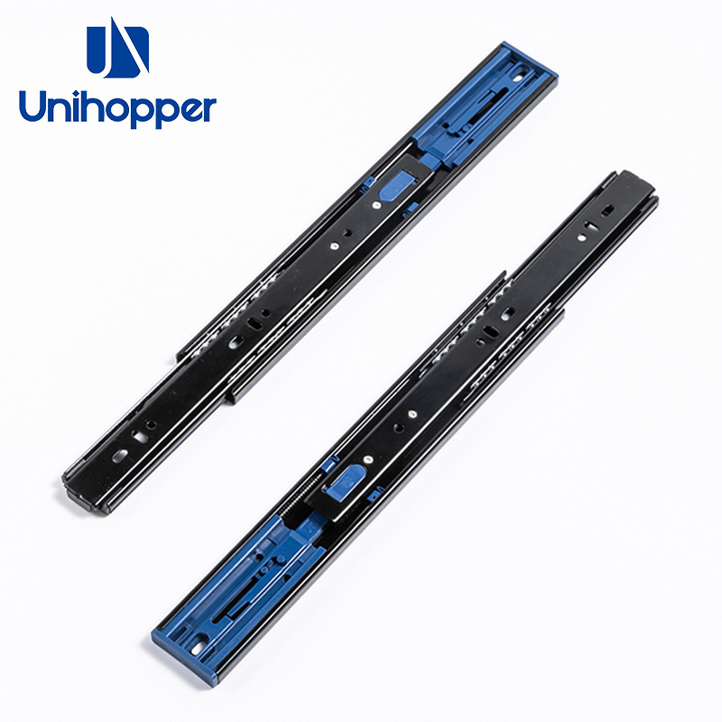 Unihopper 45MM 1.0*1.0*1.2MM Ball Bearing Cold-rolled Steel Soft Close Drawer Slide for Cabinet Furniture Telescopic Channel