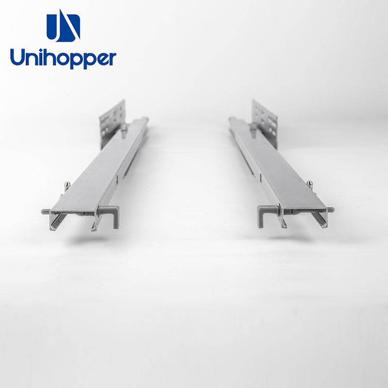 UNIHOPPER Custom Furniture Hardware Full Extension Bottom Mount Drawer Guides Push to Open Drawer Slide