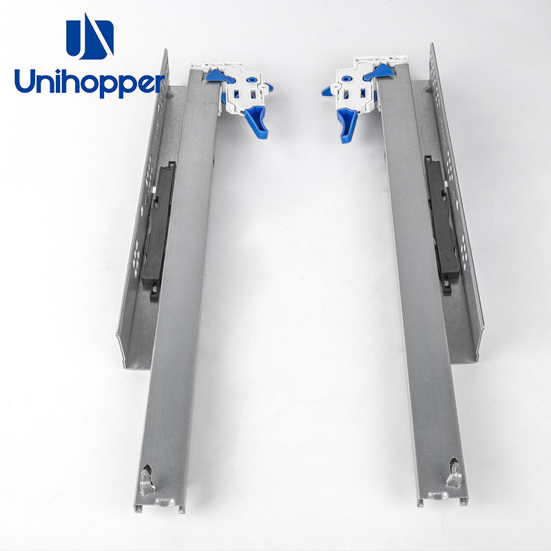 Unihopper top kitchen slider for drawer quadro channel 3D rebound hidden drawer slide push to open undermount drawer slide