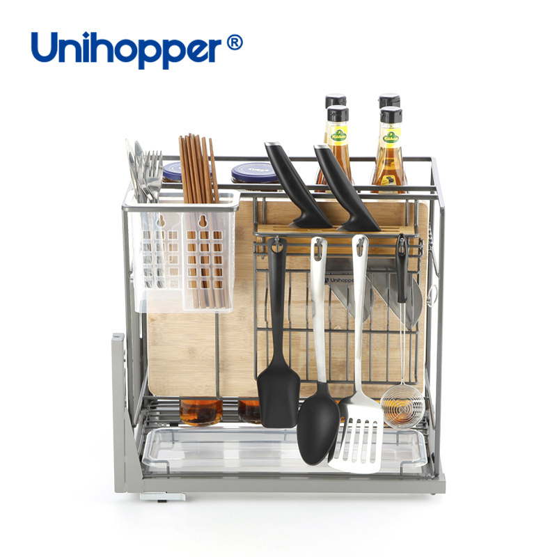 Unihopper NANO Series Cabinet Fittings Drawer Metal Kitchen Pantry Storage Organizer Pull Out Wire Seasoning Basket