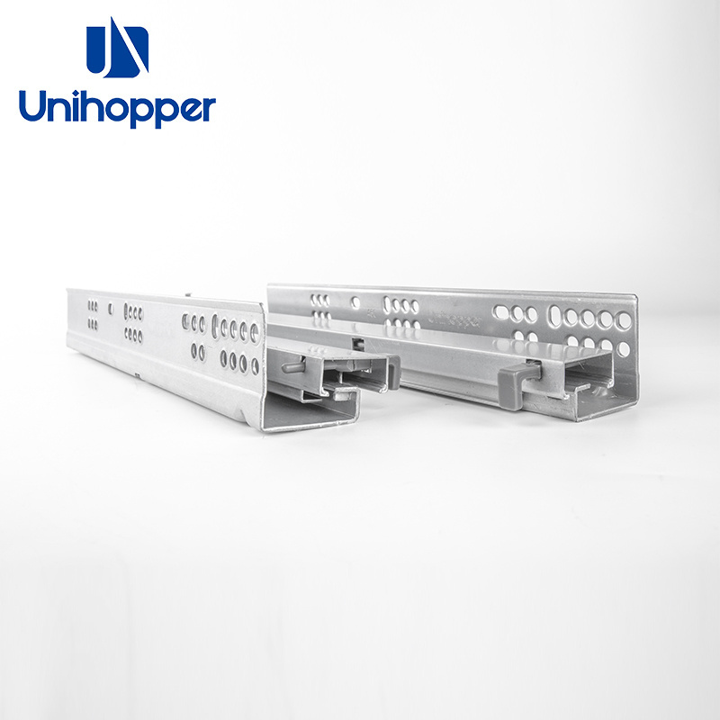 UNIHOPPER Custom Furniture Hardware Full Extension Bottom Mount Drawer Guides Push to Open Drawer Slide