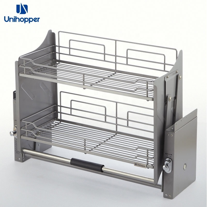 manufacturer adjustable nano plating pull down kitchen cabinet lift basket