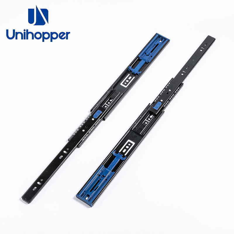 Unihopper Hot Sale Furniture Hardware 3 Fold Full Extension Telescopic Channel Soft Close Ball Bearing Drawer Slide