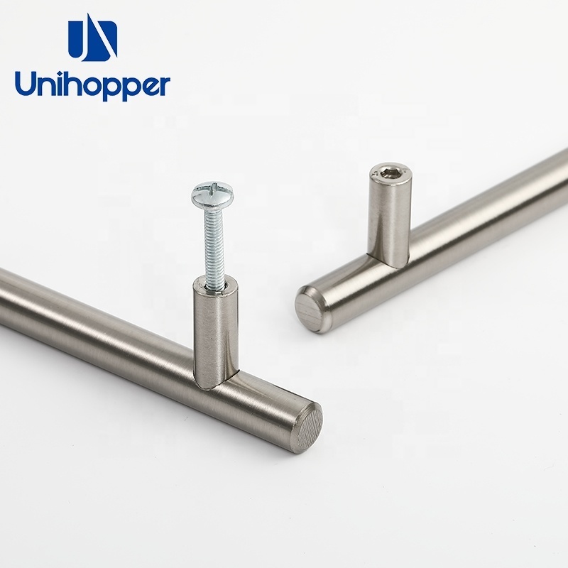 Unihopper Factory Wholesale Modern Furniture Hardware Brushed Nickel T Bar Kitchen Cainet Wardrobe Drawer Furniture Handle