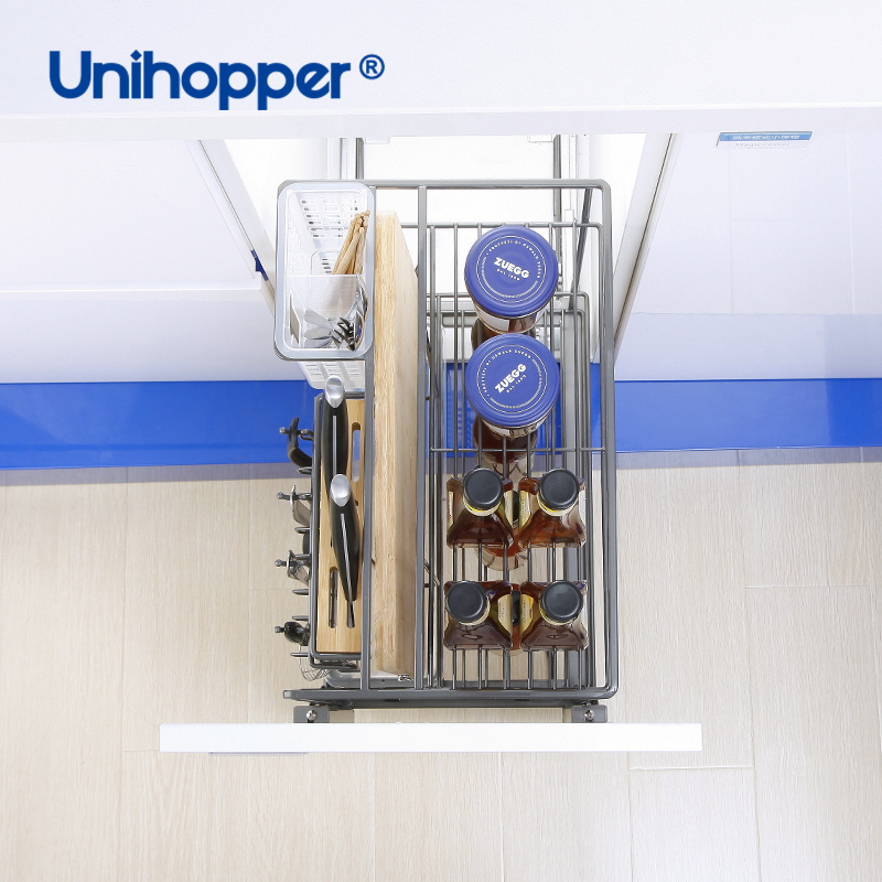 Unihopper NANO Series Cabinet Fittings Drawer Metal Kitchen Pantry Storage Organizer Pull Out Wire Seasoning Basket