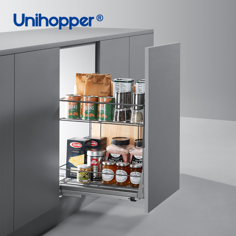 Unihopper NANO Series Cabinet Fittings Drawer Metal Kitchen Pantry Storage Organizer Pull Out Wire Seasoning Basket