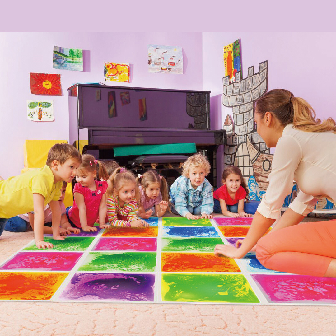 Factory Dynamic Kids Playroom Carpet Play Mat Kindergarten Classroom Liquid Decorative Tiles Tactile Sensory Vinyl Floor