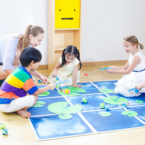 Sensory Dynamic Glitter Liquid Flooring School Classroom Clear Plastic Liquid Floor Kindergarten Tiles